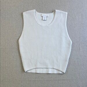 House of Harlow 1960 Cream Ribbed Cropped Tank